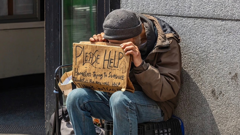 Homeless person needing food